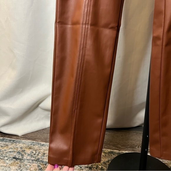 Jason Wu Vegan Leather Cognac Skinny Pants Large - Picture 7 of 10